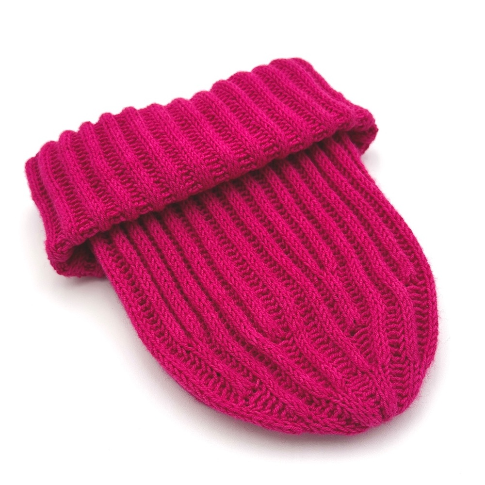 Vibrant Hot Pink Double Brioche Hand Knit Foldover Brim Beanie